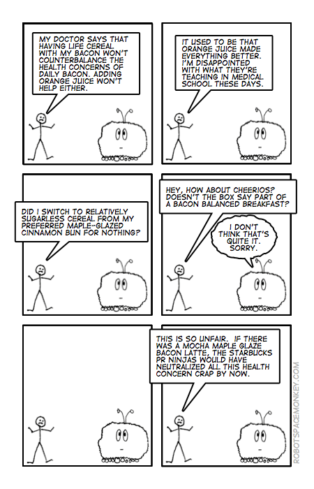 robot space comic - bacon politics and science